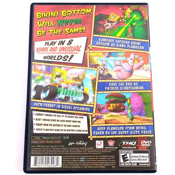 SpongeBob Creature from Krusty Krab PS2 Game Sony PlayStation 2 Tested Working - Picture 2 of 3